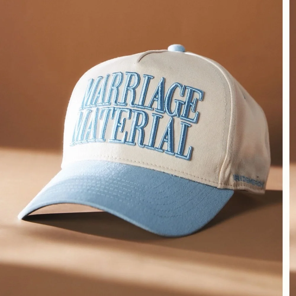 Marriage Material Two-Tone Baseball Cap - Blue & Cream